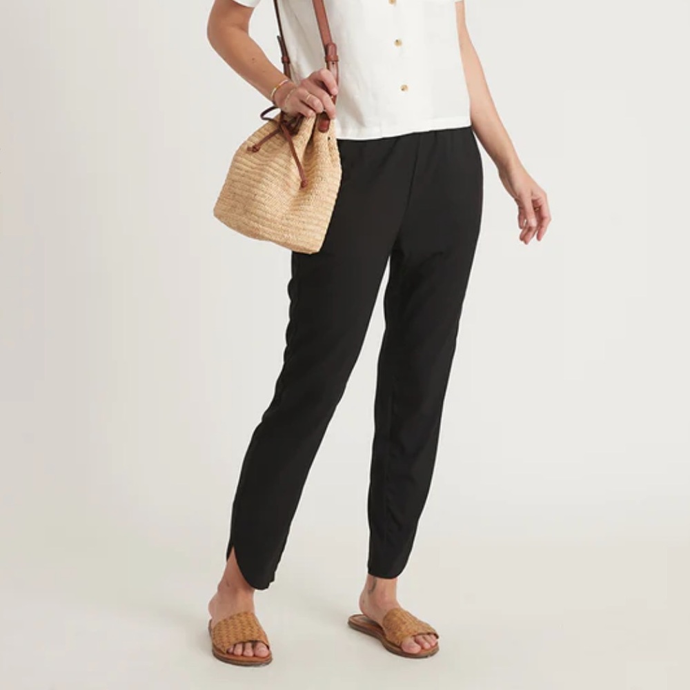 Marine Layer Allison Black High Rise Relaxed Fit Casual Pants Sz LP